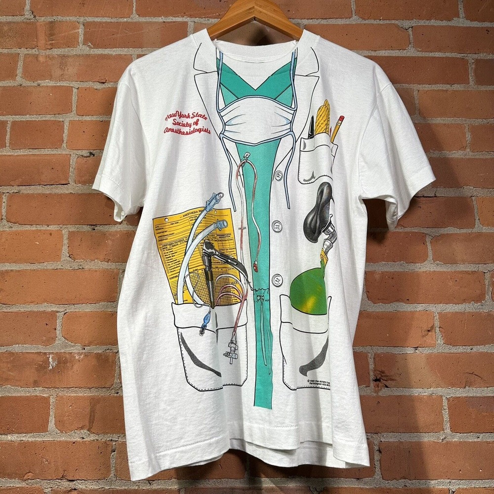 Vintage Society Of Anesthesiologists Athletic Supporter 80s T shirt Large White